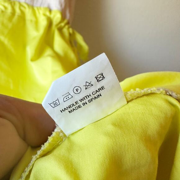 Cecilia Sorensen Dress Gauze Cream White Neon Yellow Green sz S - Picture 9 of 10